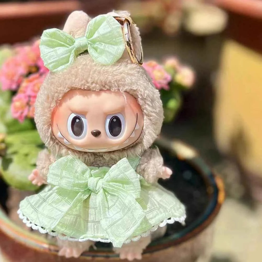 For Labubu 17cm Dolls Clothes Plush Cartoon Set No Doll Doll Outfit Kawaii Dolls Dress Up Skirt Suit DIY Gift for Girls Kids