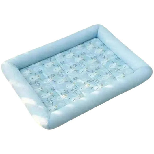 Cooling Pet Bed Mat for Dogs & Cats – Breathable Waterproof Anti-Slip Square Sleeping Pad (2 Colors, S–XL) Blue