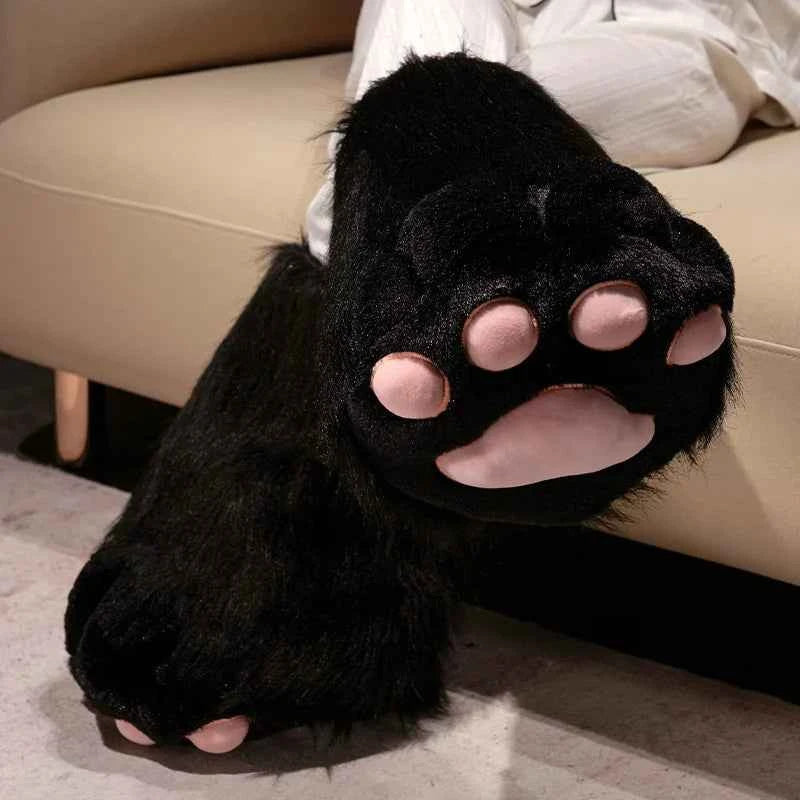 Kawaii Plush Cat Claw Mittens - Furry Fox Paws Gloves with Bird Wings for Halloween Cosplay