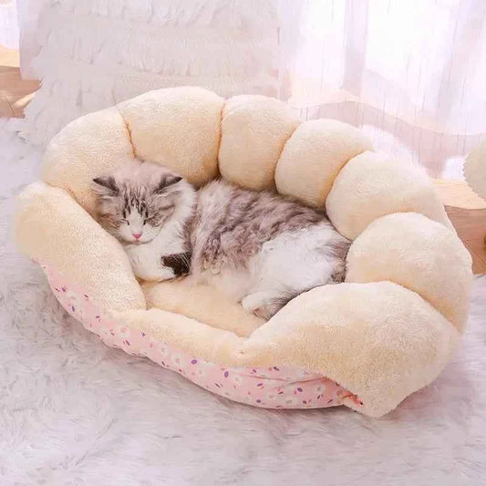 2-in-1 Winter Warm Cat House Bed (Up to 23.6 in) - Convertible Sofa/Basket for Dogs & Cats