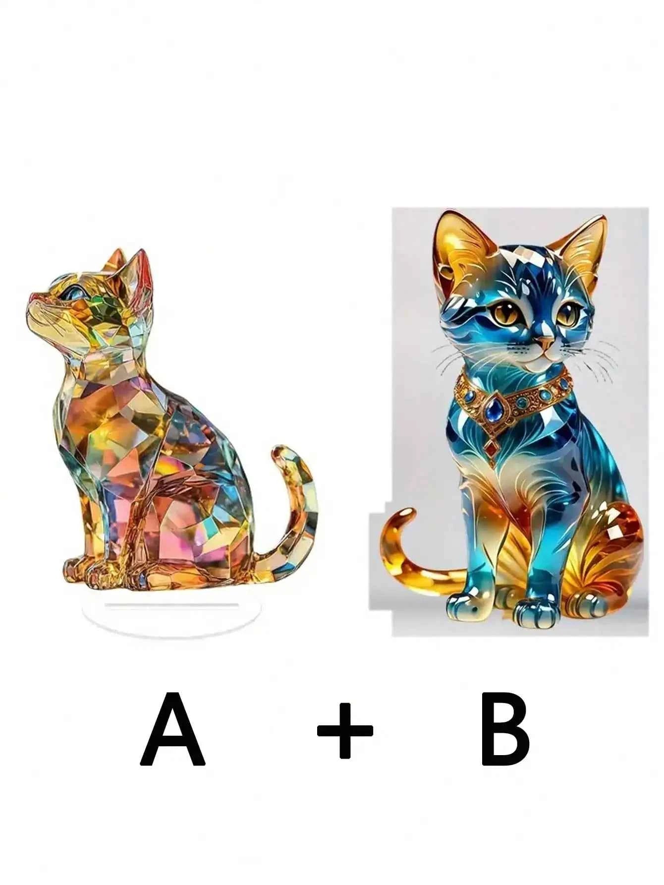 Elegant exotic cat table decoration sculptures, home and office decorations, classic animal themed Thanksgiving decorations。