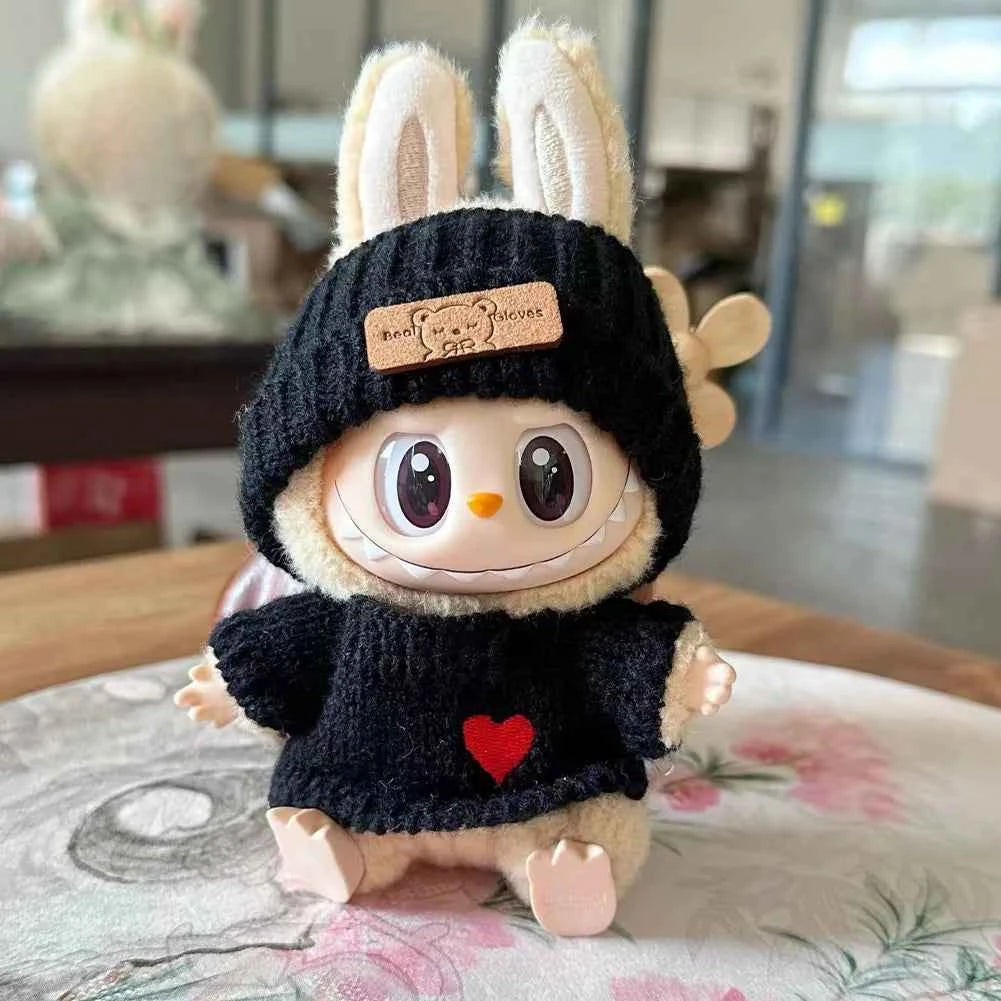 For Labubu 15-17cm V1 v2 Clothes Outfit Sitting Clothes Cute Sweater Hat Outfit Accessories Fashion Dolls Accessories No Dolls