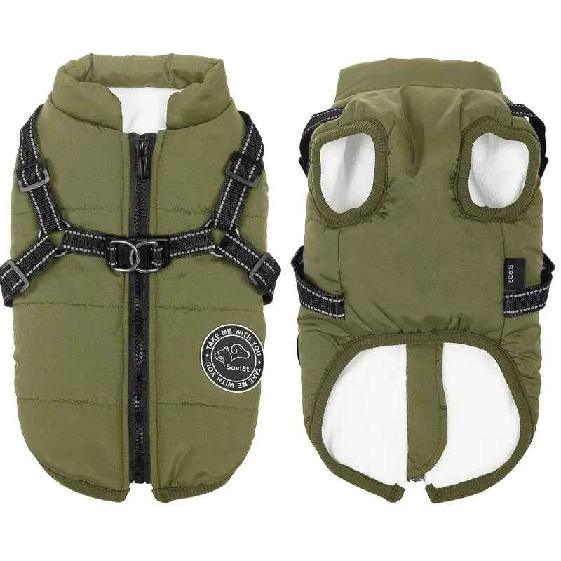 Waterproof Winter Dog Jacket & Fleece Vest with Built-in Harness - for Small to Large Dogs