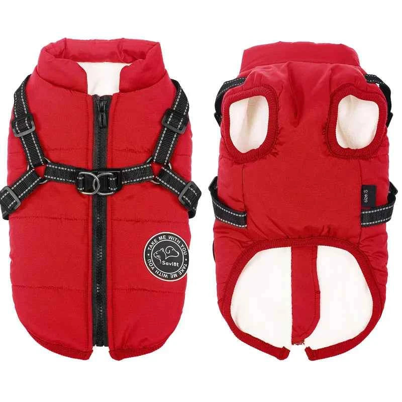 Waterproof Winter Dog Jacket & Fleece Vest with Built-in Harness - for Small to Large Dogs