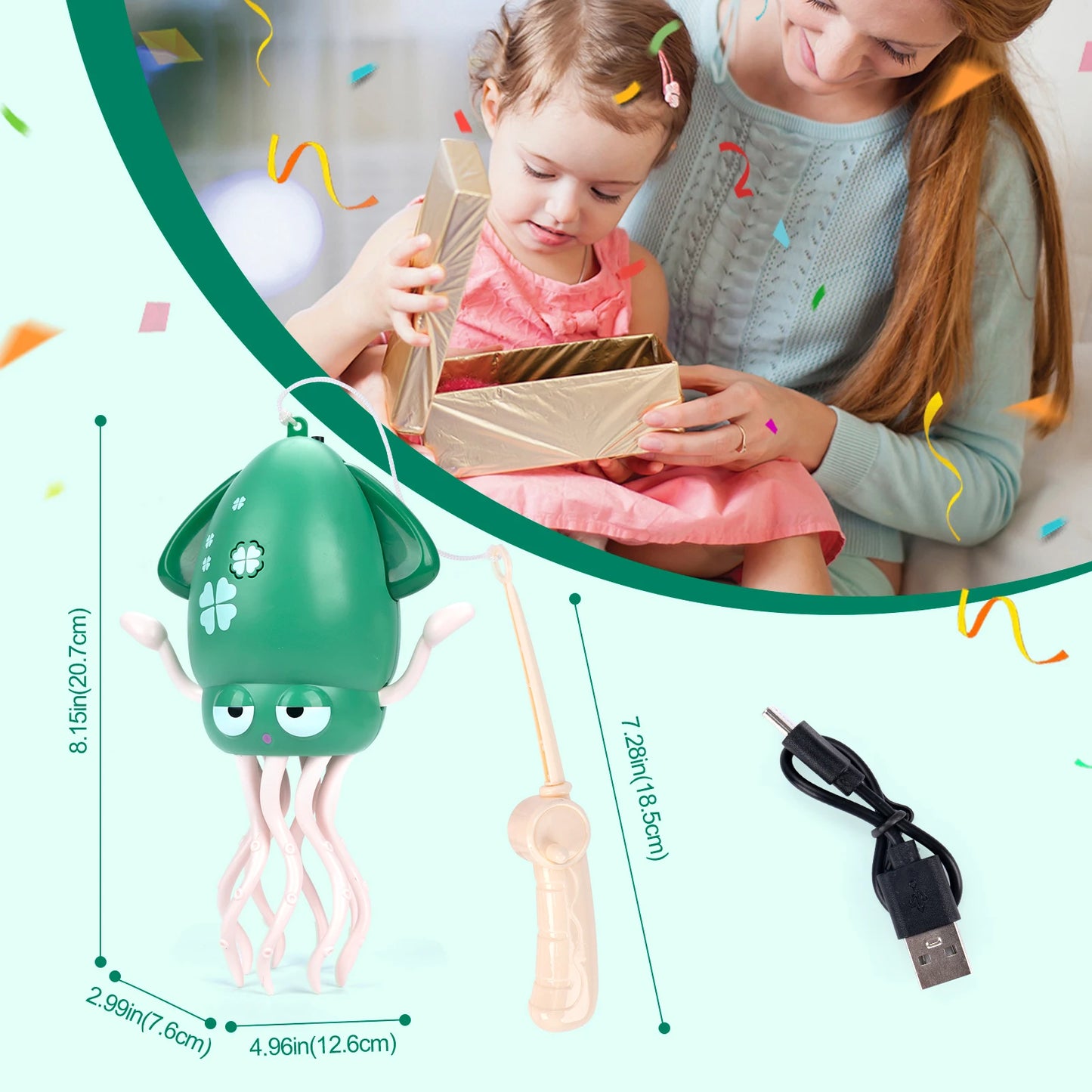 Kawaii Electronic Dancing Squid Toy – LED Light & Music Interactive Robot Lantern (7 Colors)