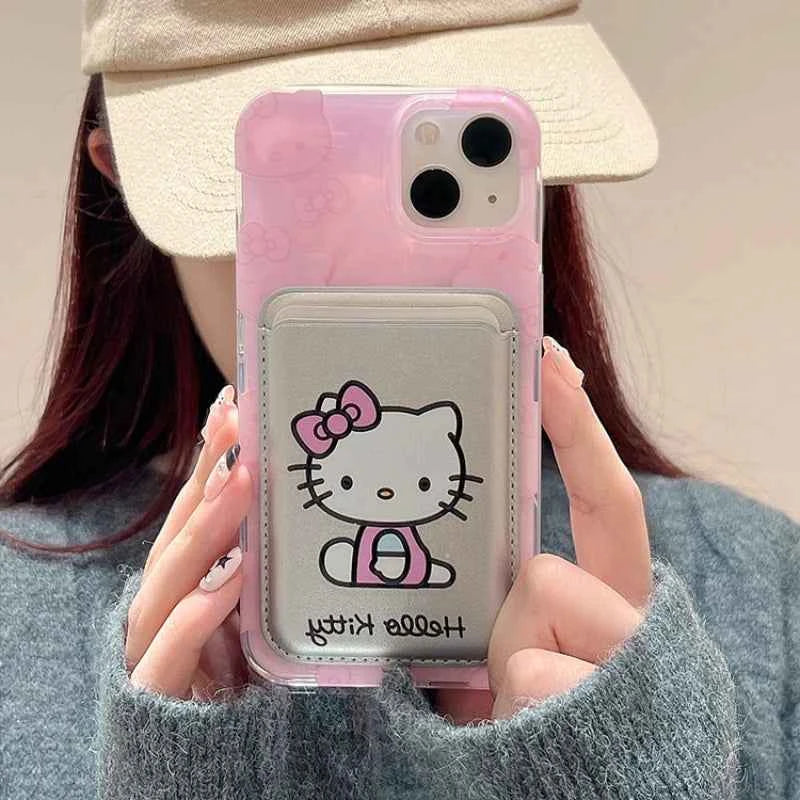 Cute Sanrio Hello Kitty Magnetic Wallet Magsafe Phone Case - Wireless Charge Cover