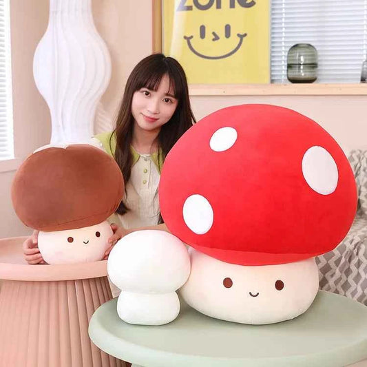 Kawaii Mushroom Plush Pillow – Cute Stuffed Plant Cushion