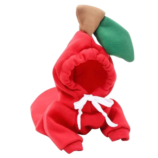 Cute Fruit Dog Hoodie – Warm Fleece Pet Jacket for Small Dogs Red