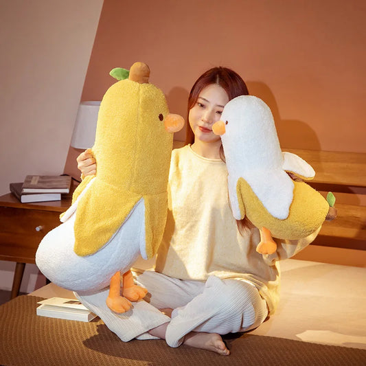 Banana Duck Plush Pillow – Soft Cartoon Duck Stuffed Cushion