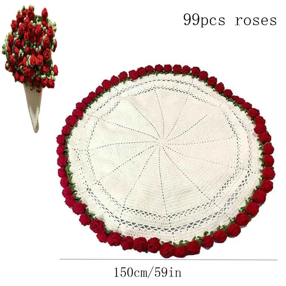 1pcs Finished Flower Bouquet Blanket Soft Lightweight Throw Diameter 150cm