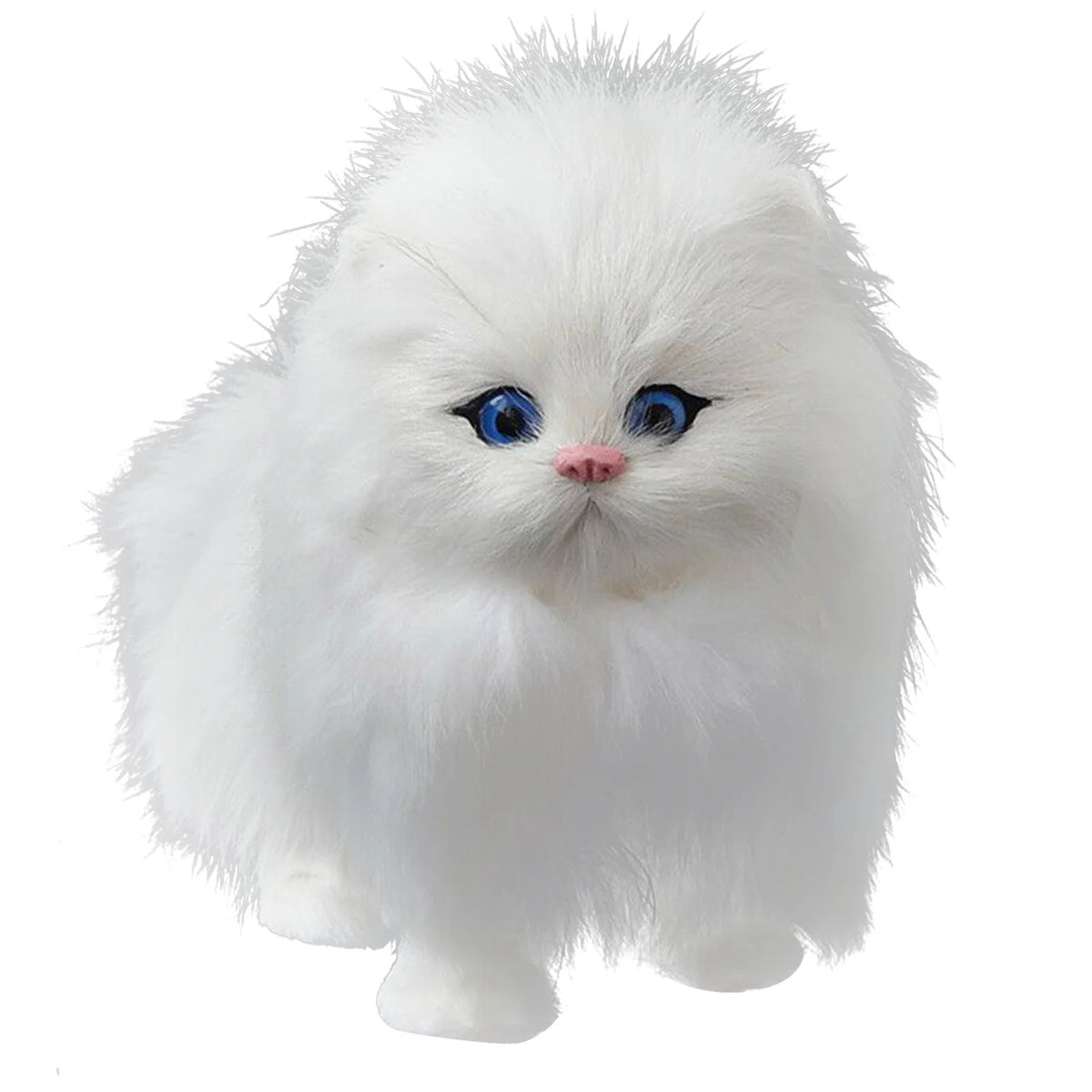 Kawaii Long-Haired Cat Plush with Sound White