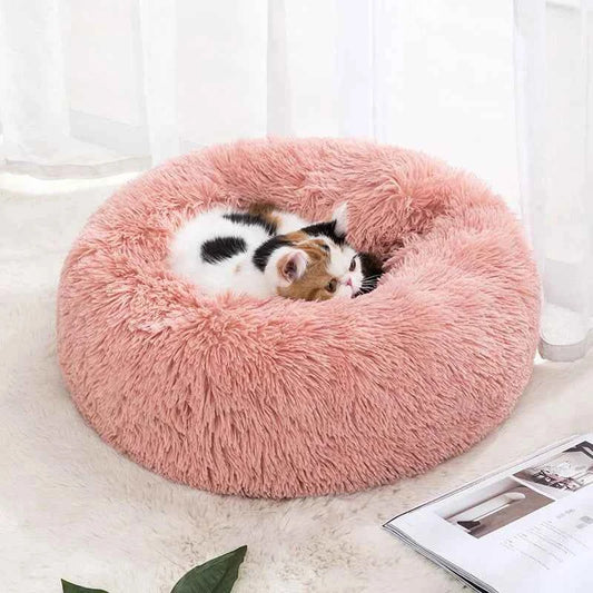 Donut Pet Bed – Calming Round Dog & Cat Bed Soft Plush Cuddler Nest