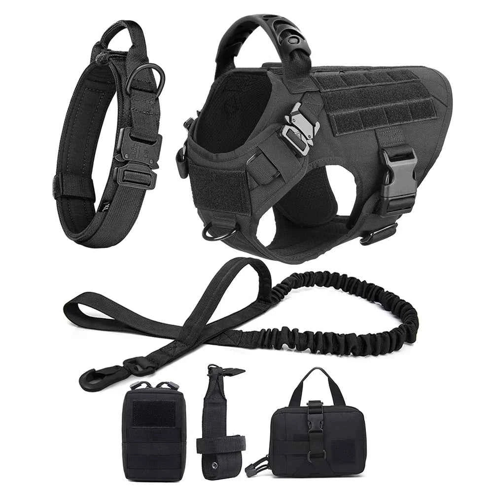 Heavy-Duty No-Pull Dog Harness and Leash Set - Tactical Training Vest for Medium & Large Dogs (German Shepherd, Malinois)