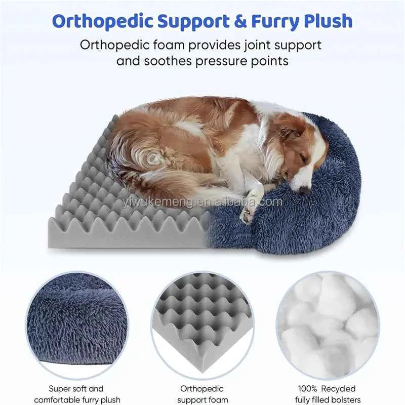 Thickened orthopedic dog bed for large dogs - egg sponge, easy to remove and wash plush cover, durable pet furniture,
