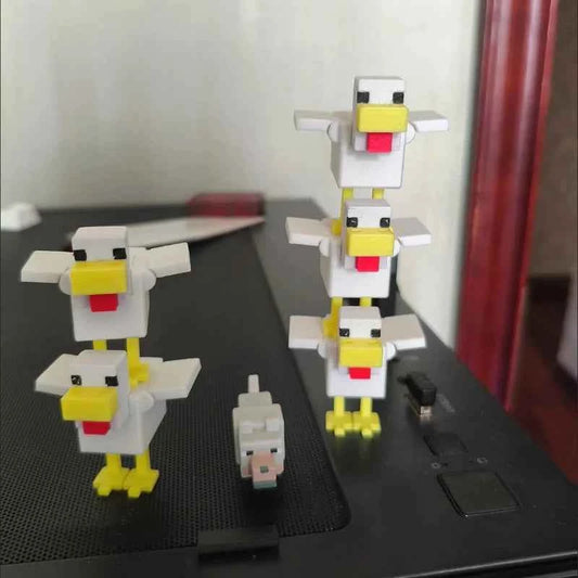 1/2/5Pcs 3D Printed Plastic Pixel Chicken Figurine Toy MC