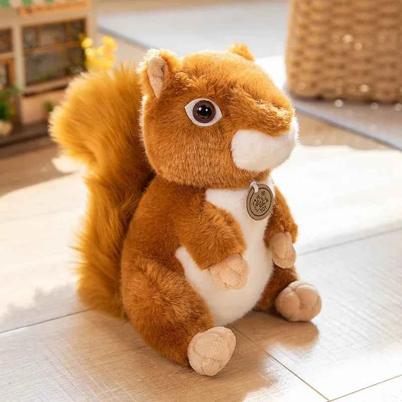 Adorbale Furry Hair Big Umbrella Tail Plush Toy Realistic Squirrel Cute Soft Stuffed Animals Doll Pillow For Girls Children Gift