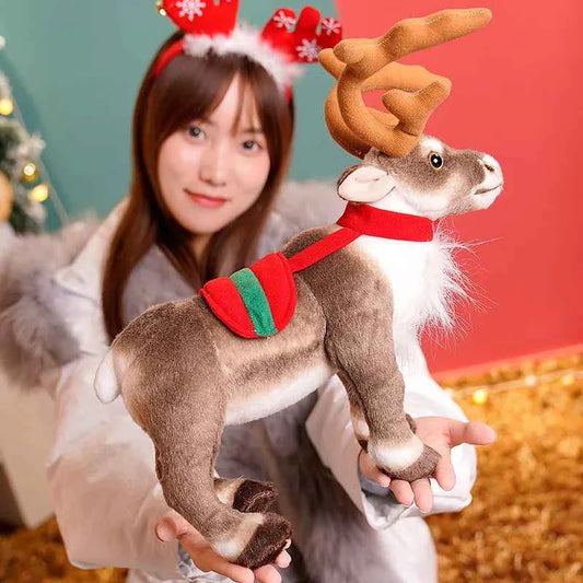 Simulation Christmas Reindeer Plush Toy (13.8/16.5 in) - Soft Elk Xmas Decor Gift