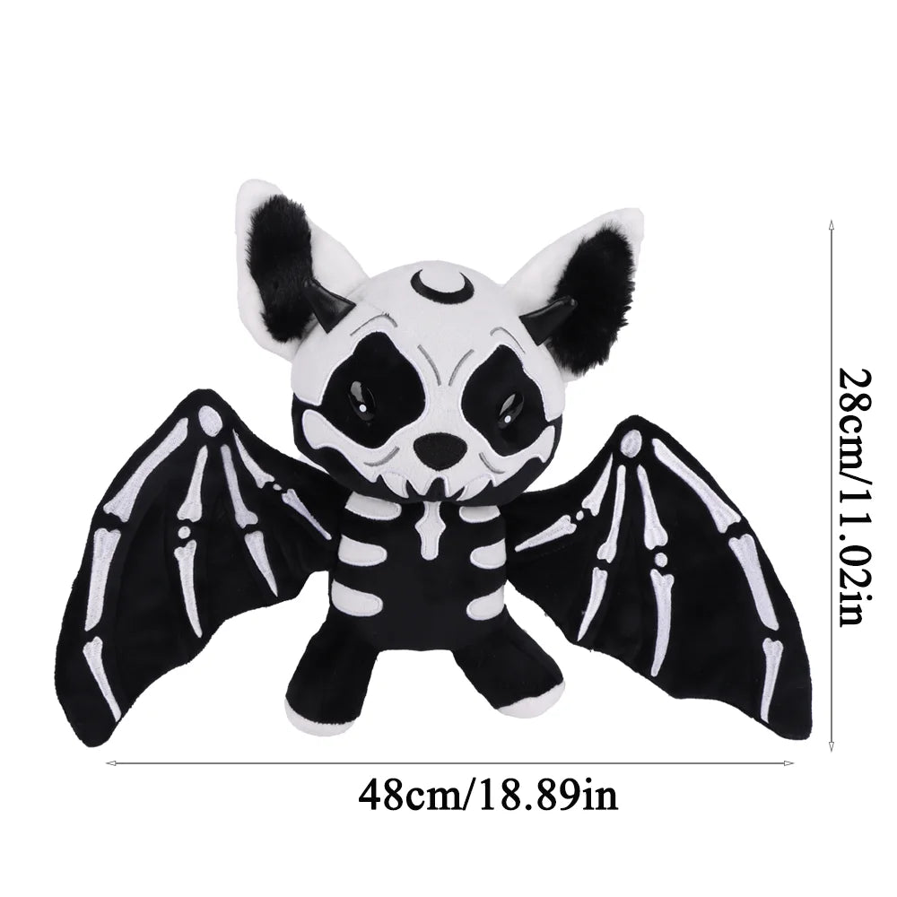 Skeleton Bat Plush Toy – Halloween Stuffed Animal Decor White 11.0" (28cm)