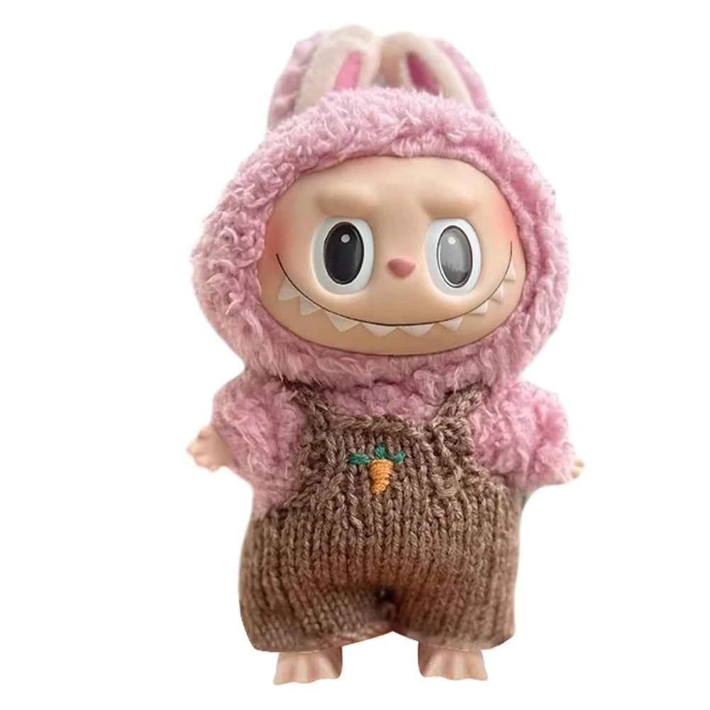 For Labubu 17cm Dolls Clothes Plush Cartoon Set No Doll Doll Outfit Kawaii Dolls Dress Up Skirt Suit DIY Gift for Girls Kids