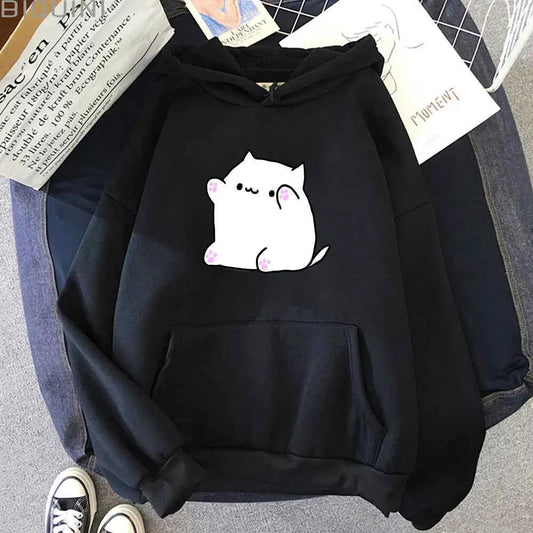 Bongo Cat Hoodies for Women Kawaii Graphic Sweatshirts Men Clothing Female Casual Y2k Clothes Long Sleeve Pullover Streetwear