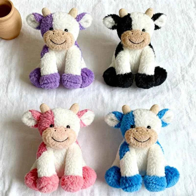 Kawaii Sitting Cow Plush Doll - Soft Stuffed Animal Sleep Companion and Gift, 4 Colors