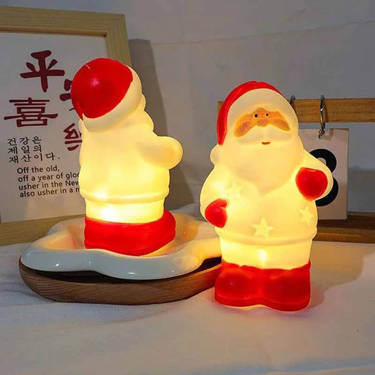 Cute LED Christmas Night Light (5.0 in) - Santa/Snowman Bedside Holiday Ornament