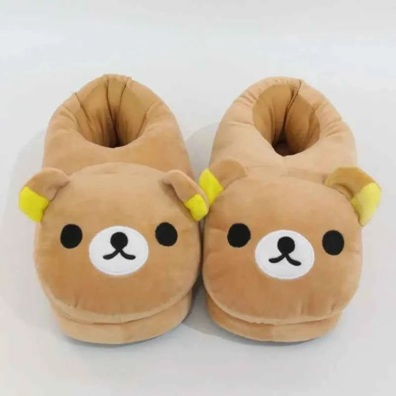 Luxury Winter Cute Bear Cotton Slippers - Couple Home Indoor Warm Flat Slides