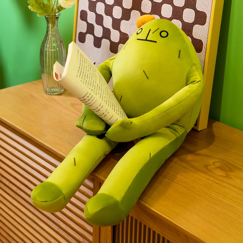 Funny Long Leg Cactus Frog Plush Toy – Cute Frog Stuffed Animal Pillow