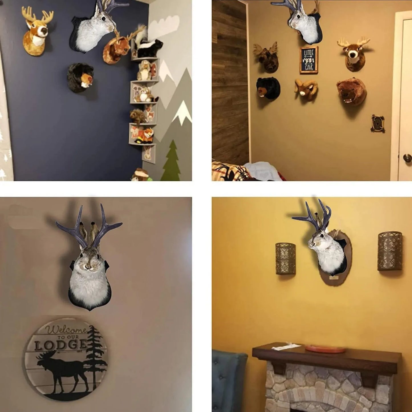 Faux Taxidermy Bunny Head Wall Mount – Resin Rabbit Jackalope Wall Decor