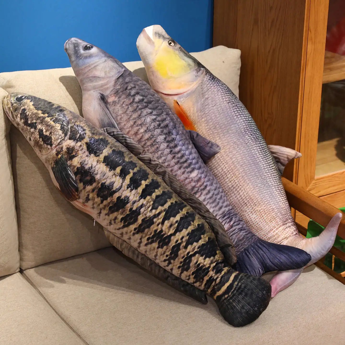 Realistic Carp Plush Pillow – Kawaii Fish Stuffed Animal Cushion