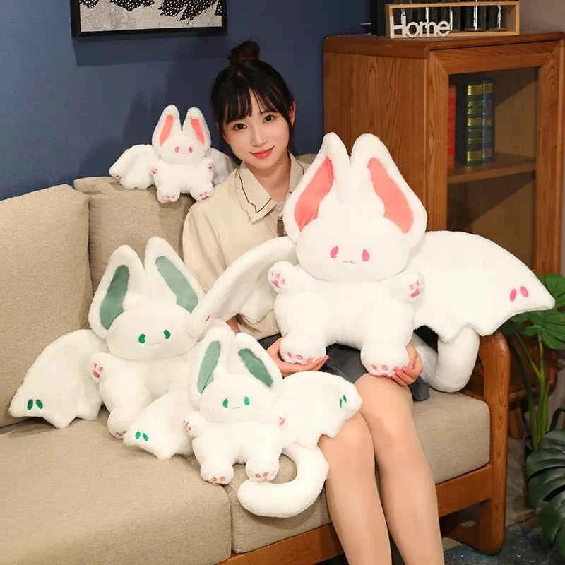 25-55cm Lovely Bat Plush Toy Lovely Flying Bat Rabbit Plushie Long Tail Pink & Black Bat Rabbit Stuffed Dolls Birthday Gifts