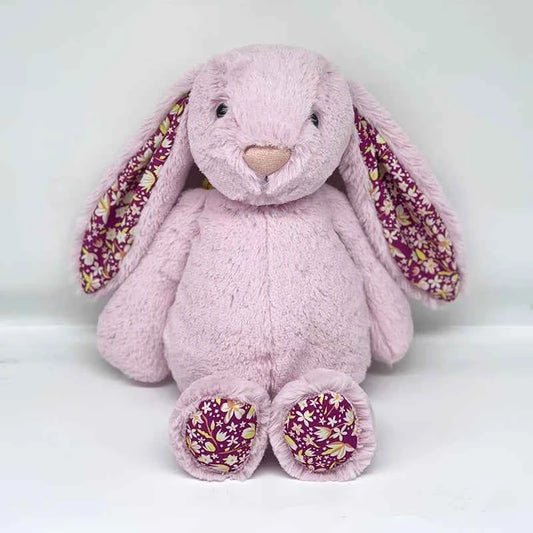 Pink Floral Rabbit Plush Toy – Cute Soft Bunny Doll for Kids Comfort & Birthday Gift