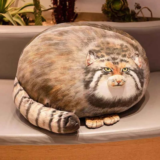 Pallas's Cat Plush Toy – Realistic Manul Cat Stuffed Animal Pillow