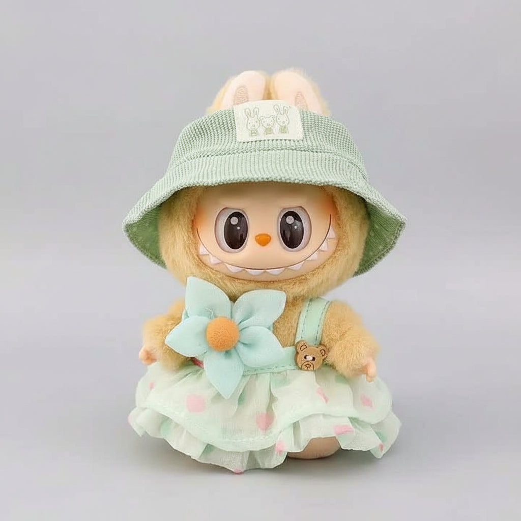 17cm Labubu Doll Clothes: Soft Knitted Sweater & JK Pleated Skirt Outfit H