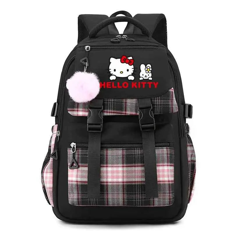 Cute Hello Kitty Backpack for Girl Boy Student Teenager - Casual Rucksack (18.5x12.6x7.8 in)