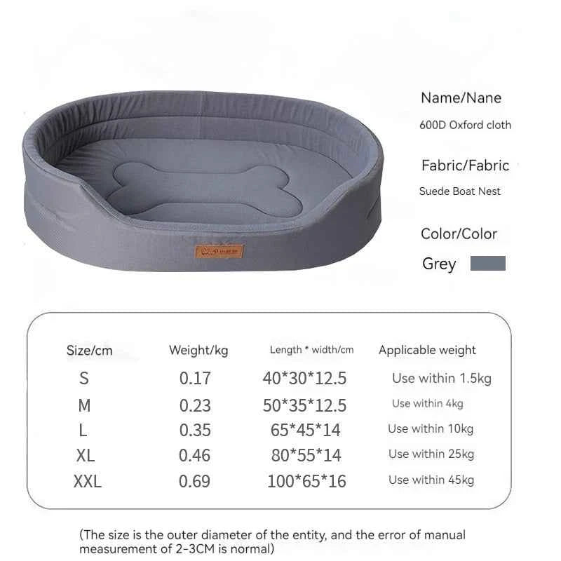 Oxford Cloth Dog Bed Mat – Moisture-Resistant Pet Mattress with Sponge Filling Gray