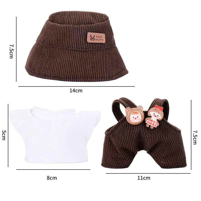 6.69inch Labubu Doll Clothes Set with 3 Stylish, Fisherman Hat Sweater Pants or Skirt for Bulabu Dolls(No doll)