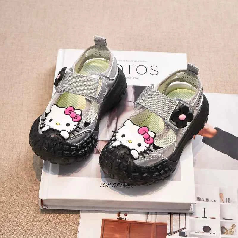 Hello Kitty Girl Shoes Princess My Melody Sanrios New Summer Fashion Soft Bottom Child Sports Sandals Hollow Single Sandals