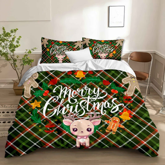 Christmas Plaid Bedding Set - Merry Christmas Duvet Cover & Pillowcases (US Sizes)