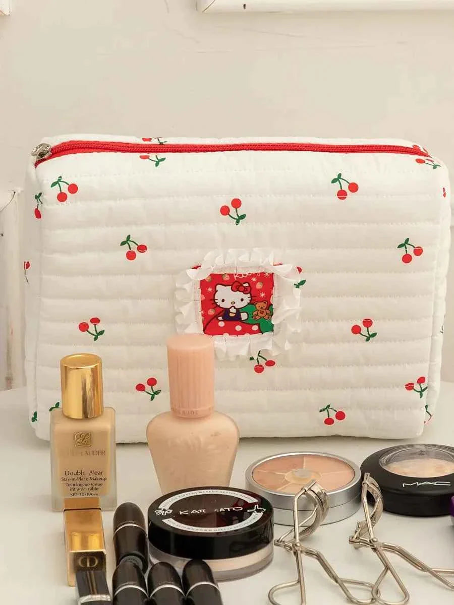 A premium leather makeup bag with multiple compartments and a sturdy handle, showcasing a sleek and modern design for organizing cosmetics and brushes.