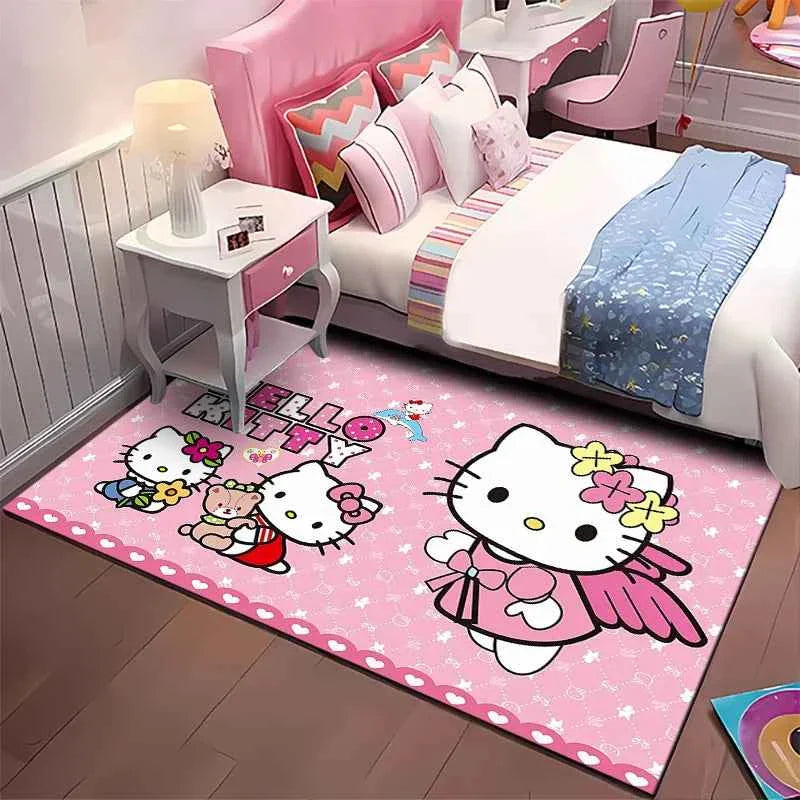 A cozy aesthetic room setup featuring kawaii decor items, pastel pink plushies, a cute character desk mat, and soft glowing night lights in a Japanese-inspired style.