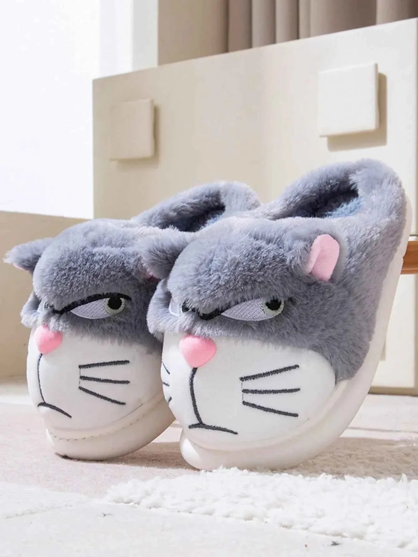 cute kawaii cat slippers plush house slippers