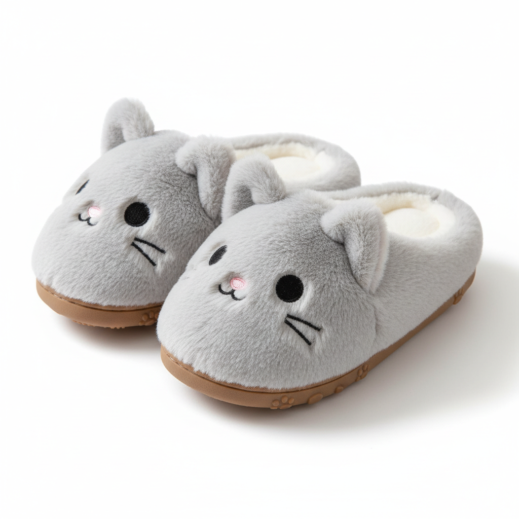 cute kawaii cat slippers plush house slippers