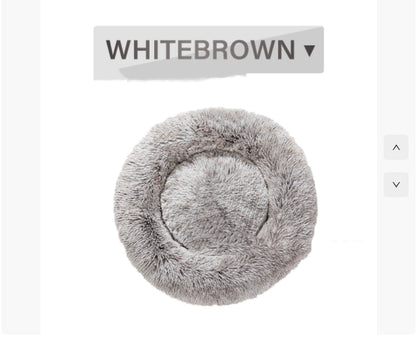 Round Long Hairy Autumn And Winter Nest Pad Cat Mattress Gradient coffee 100cm