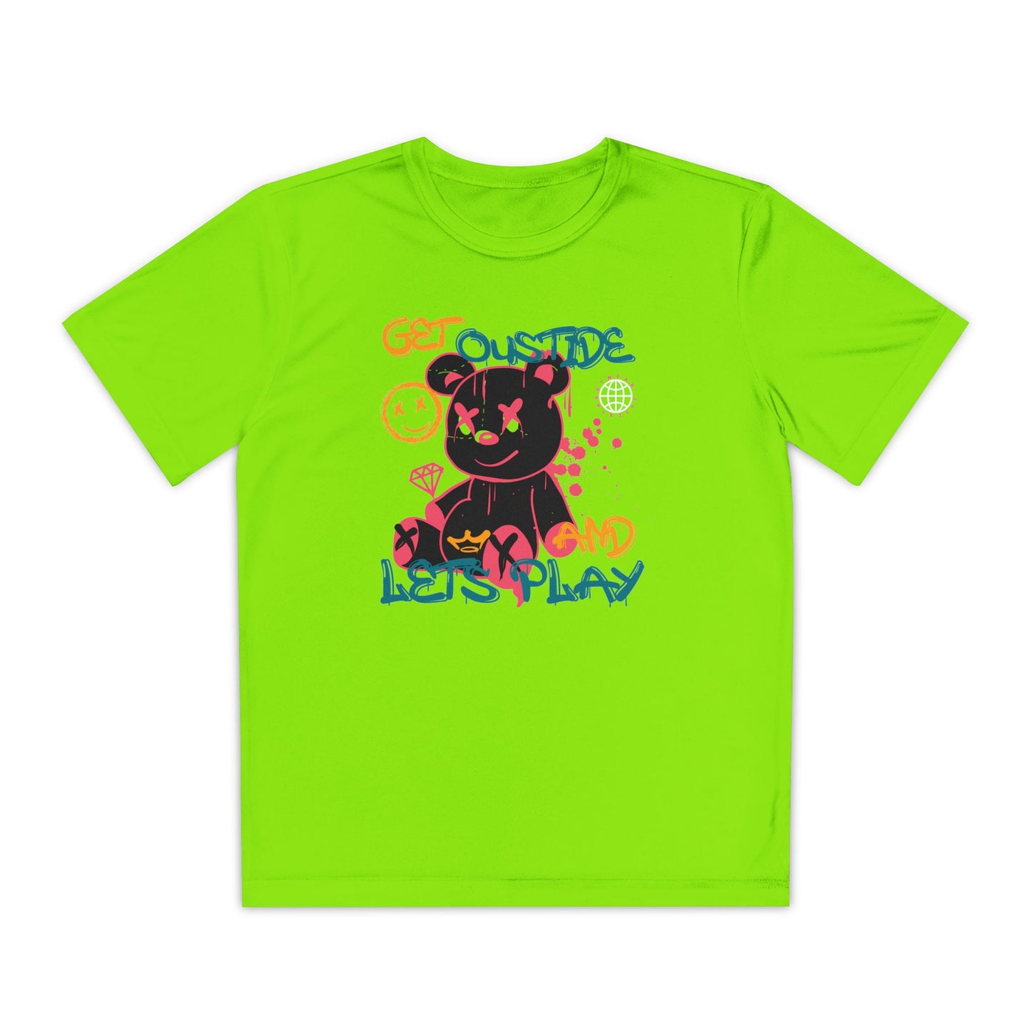 Youth Adventure T-Shirt - Get Outside and Play Kid's Tee, Fun Summer Top, Activewear, Outdoor Play, Gift for Boys and Girls Lime Shock