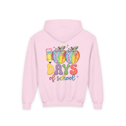 Colorful 100 Days of School Hoodie for Kids, Fun Sweatshirt for Students, Back to School Gift, Rainbow Apple Design, Classroom
