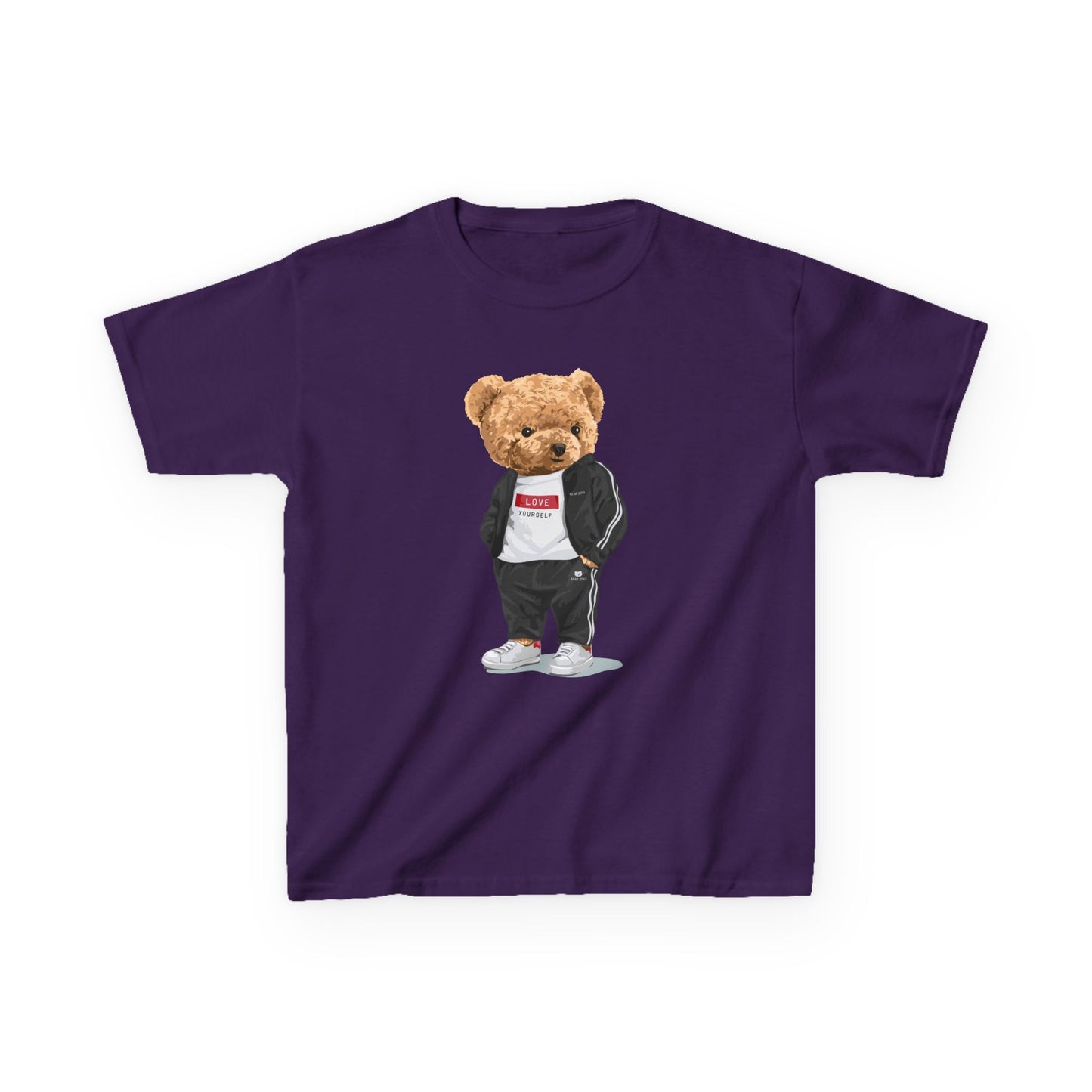 Youth Streetwear Graphic Tee - Fun Bear Design, Cool Kids T-Shirt, Summer Wear, Birthday Gift, Casual Outfit Purple