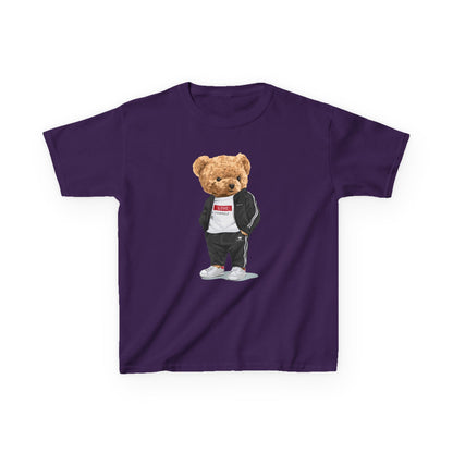 Youth Streetwear Graphic Tee - Fun Bear Design, Cool Kids T-Shirt, Summer Wear, Birthday Gift, Casual Outfit Purple