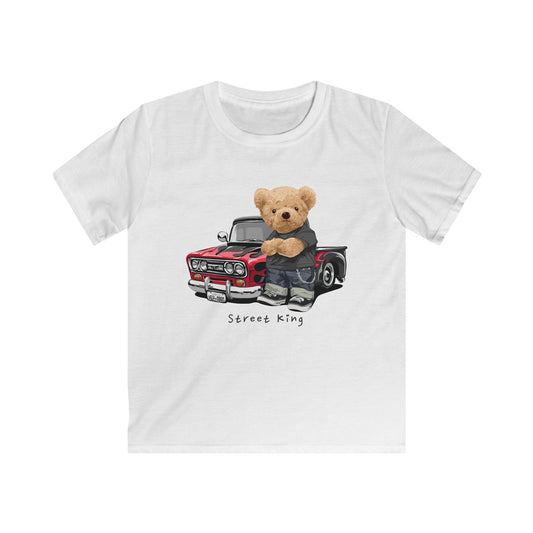 Playful Bear Graphic Tee, Children's Shirt, Street King Tee, Cute Kids Apparel, Fun Birthday Gift, Summer Casual Wear White