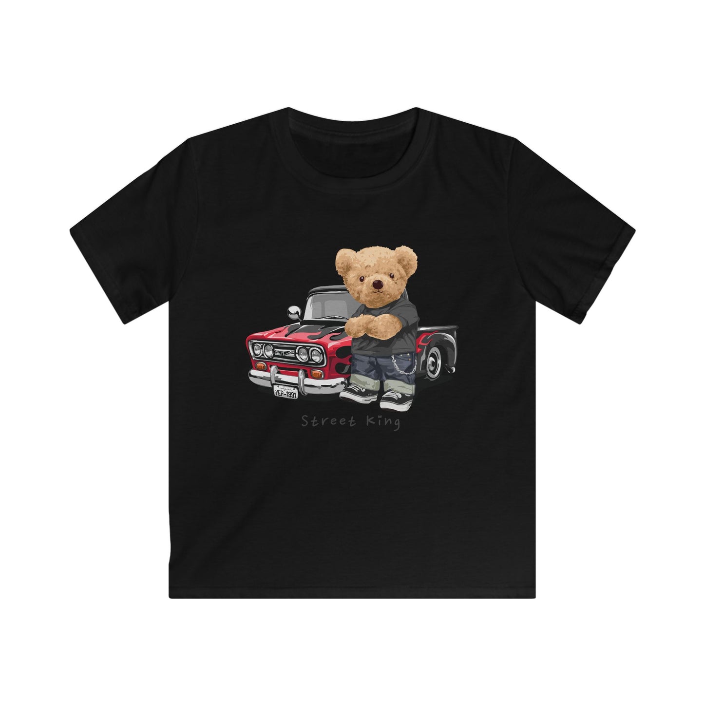 Playful Bear Graphic Tee, Children's Shirt, Street King Tee, Cute Kids Apparel, Fun Birthday Gift, Summer Casual Wear Black
